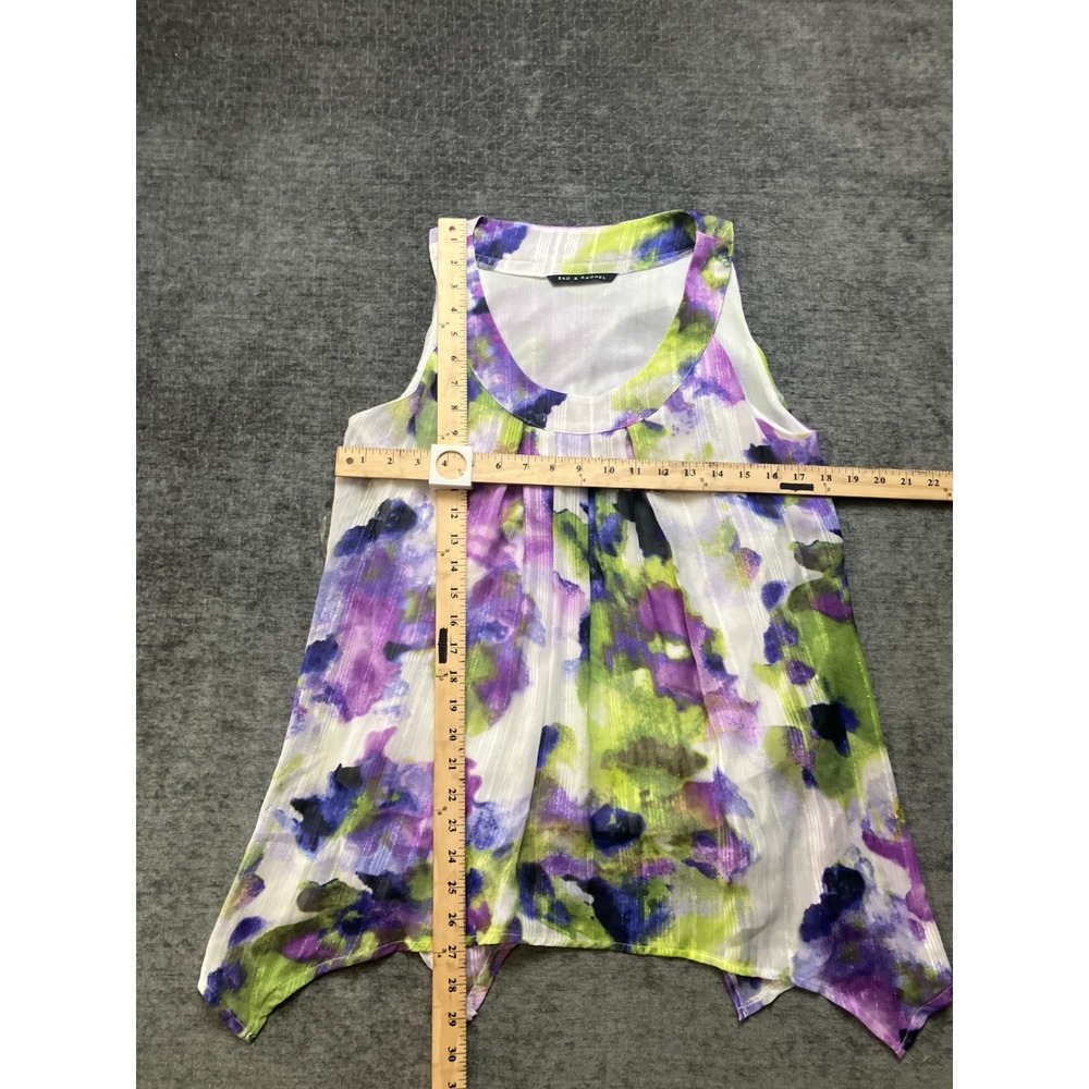 Zac & Rachel Tank Top Womens Medium Multi Watercolor Print Lined Asymmetric Hem